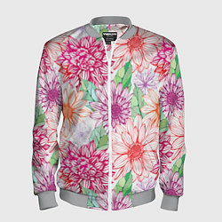 Бомбер мужской Георгин и гербер, цвет: 3D-меланж