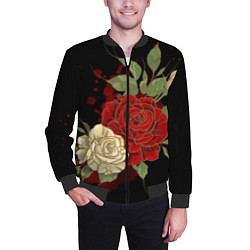 Бомбер мужской Прекрасные розы, цвет: 3D-черный — фото 2