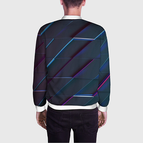 Мужской бомбер Неоновая трёхмерная мозаика / 3D-Белый – фото 4