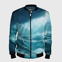 Бомбер мужской Буря в море, цвет: 3D-черный