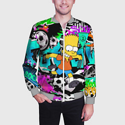 Бомбер мужской Барт Симпсон - центр-форвард на фоне граффити, цвет: 3D-меланж — фото 2