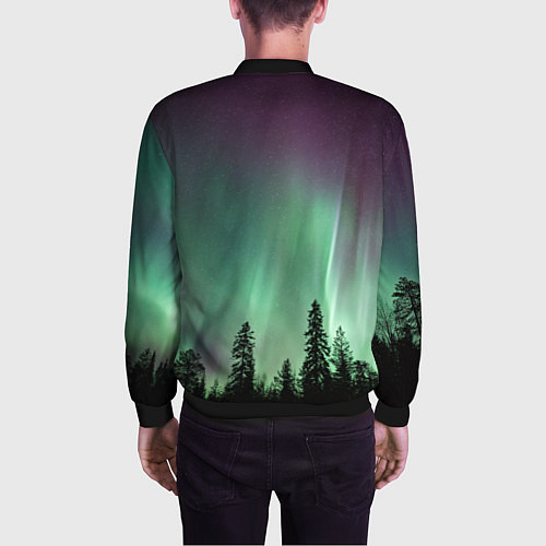 Мужской бомбер Сияние над лесом / 3D-Черный – фото 4