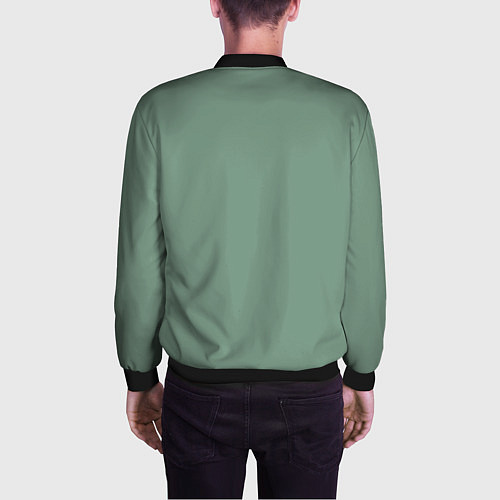 Мужской бомбер Абстрактные зеленые линии на фоне цвета хаки / 3D-Черный – фото 4