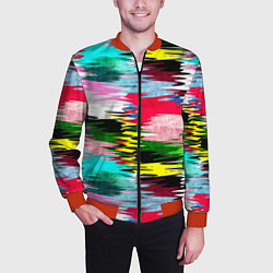 Бомбер мужской Абстрактный многоцветный неоновый узор, цвет: 3D-красный — фото 2