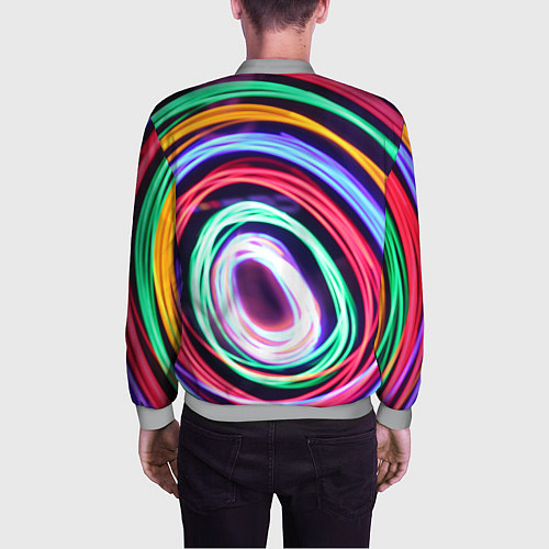Мужской бомбер Кругообразные абстрактные лучи / 3D-Меланж – фото 4
