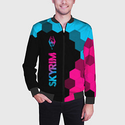 Бомбер мужской Skyrim - neon gradient: по-вертикали, цвет: 3D-черный — фото 2