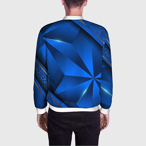 Мужской бомбер Герб РФ на синем объемном фоне / 3D-Белый – фото 4