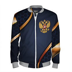 Бомбер мужской Blue & gold герб России, цвет: 3D-меланж