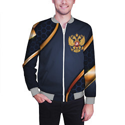 Бомбер мужской Blue & gold герб России, цвет: 3D-меланж — фото 2