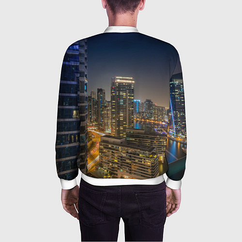 Мужской бомбер Ночной красочный город / 3D-Белый – фото 4