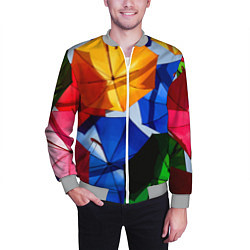 Бомбер мужской Разноцветные зонтики, цвет: 3D-меланж — фото 2