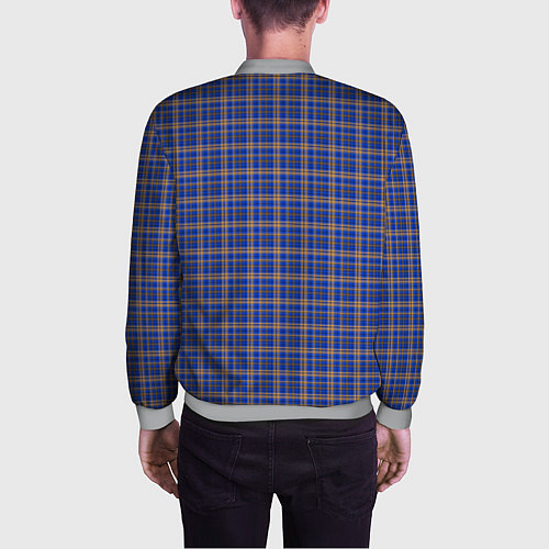Мужской бомбер Синий с горчичным в клетку / 3D-Меланж – фото 4
