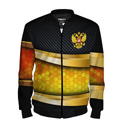 Бомбер мужской Black & gold - герб России, цвет: 3D-черный