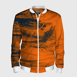 Бомбер мужской Абстрактная оранжевая поверхность и чёрные тени, цвет: 3D-белый
