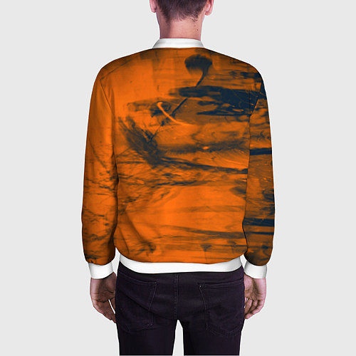 Мужской бомбер Абстрактная оранжевая поверхность и чёрные тени / 3D-Белый – фото 4