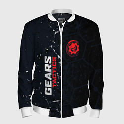 Мужской бомбер Gears of War красно-белой лого на темном фоне