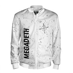 Бомбер мужской Megadeth glitch на светлом фоне: надпись, символ, цвет: 3D-белый