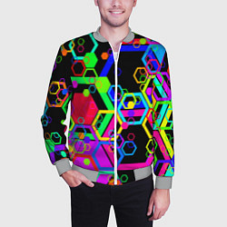 Бомбер мужской Разноцветная геометрическая текстура, цвет: 3D-меланж — фото 2
