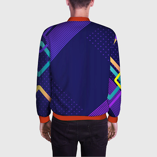 Мужской бомбер Линии и точки / 3D-Красный – фото 4