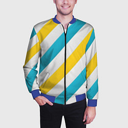 Бомбер мужской Желтые и синие полосы, цвет: 3D-синий — фото 2