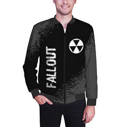 Бомбер мужской Fallout glitch на темном фоне: надпись, символ, цвет: 3D-черный — фото 2