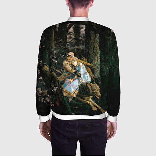 Мужской бомбер Васнецов Иван царевич на Сером Волке / 3D-Белый – фото 4
