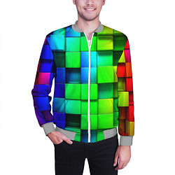Бомбер мужской Цветные неоновые кубы, цвет: 3D-меланж — фото 2