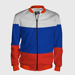 Бомбер мужской Триколор - флаг России плетёный, цвет: 3D-красный