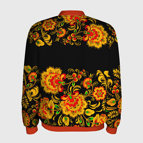 Мужской бомбер РОССИЯ роспись хохлома / 3D-Красный – фото 2