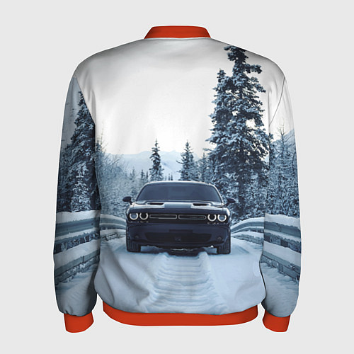 Мужской бомбер Dodge in winter forest / 3D-Красный – фото 2