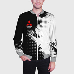 Бомбер мужской Mitsubishi - черно-белая абстракция, цвет: 3D-меланж — фото 2