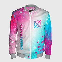 Мужской бомбер CreepyPasta neon gradient style: надпись, символ