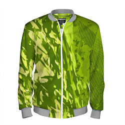 Бомбер мужской Зеленый абстрактный камуфляж, цвет: 3D-меланж