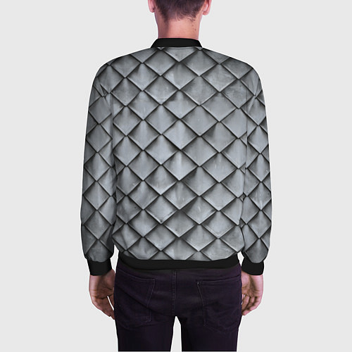 Мужской бомбер Металлическая черепица - текстура / 3D-Черный – фото 4