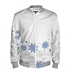 Бомбер мужской Новогодние Снежинки - Белый, цвет: 3D-меланж