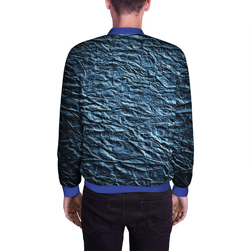 Мужской бомбер Текстура мятой цветной бумаги / 3D-Синий – фото 4