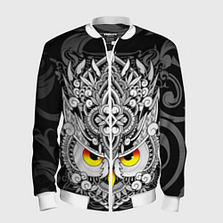Бомбер мужской Сова с золотыми глазами, цвет: 3D-белый