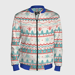 Бомбер мужской Новогодний свитер, но без оленей, цвет: 3D-синий