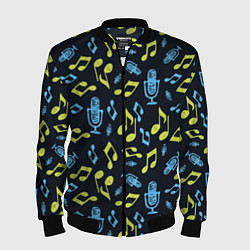 Мужской бомбер Микрофон и ноты