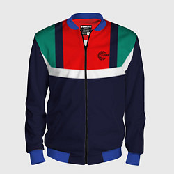 Мужской бомбер FIRM синий с зелеными плечами