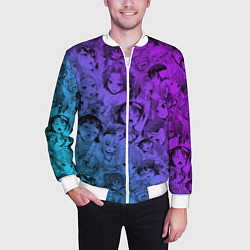 Бомбер мужской Ахегао красивый неон, цвет: 3D-белый — фото 2