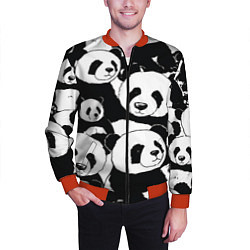 Бомбер мужской С пандами паттерн, цвет: 3D-красный — фото 2