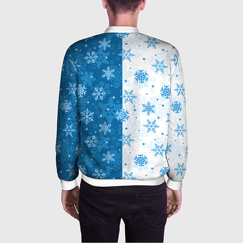 Мужской бомбер Красивые снежинки / 3D-Белый – фото 4