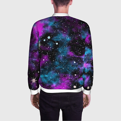 Мужской бомбер Галактика сиреневая / 3D-Белый – фото 4