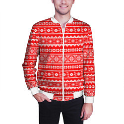 Бомбер мужской Jacquard pattern, цвет: 3D-белый — фото 2