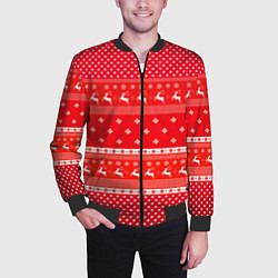 Бомбер мужской Праздничный красный свитер, цвет: 3D-черный — фото 2