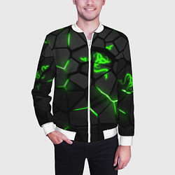 Бомбер мужской Razer green neon, цвет: 3D-белый — фото 2
