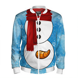 Бомбер мужской Снеговик затейник, цвет: 3D-белый