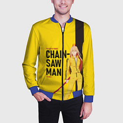 Бомбер мужской Человек-бензопила - Пауэр, цвет: 3D-синий — фото 2