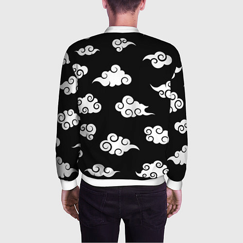 Мужской бомбер Белые японские облака / 3D-Белый – фото 4